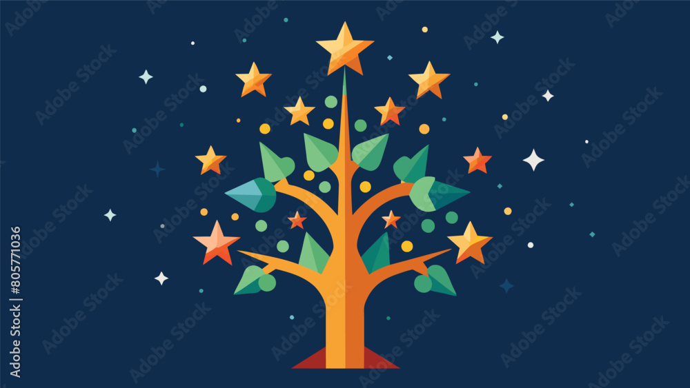 Poster the alignment of stars forming the shape of a tree symbolizing the stoic principle of inner growth a