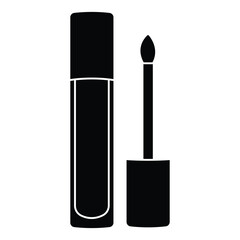 Obraz premium Lip gloss tube template. Lip cream plastic transparent bottle with black cap isolated on white background. 