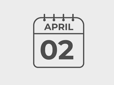 April 2 calendar reminder. 2 April  daily calendar icon template. Calendar 2 April  icon Design template. Vector illustration
