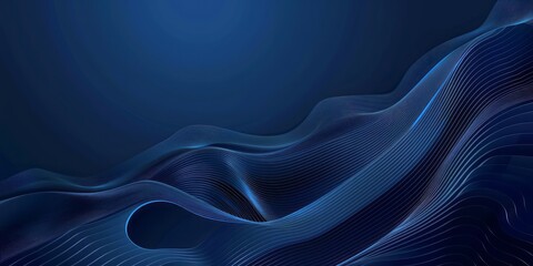 Dark blue background with abstract lines and waves for corporate presentation or business - obrazy, fototapety, plakaty
