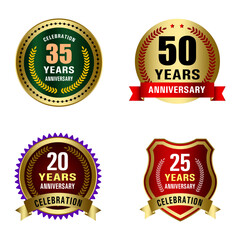 Set of Quality Badges and Labels Design Elements. Golden badge labels and laurel retro vintage collection. Emblem premium luxury logo in retro style arrows frames vector template badges collection.