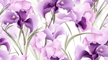 seamless pattern of delicate irises backgrounds illustrations