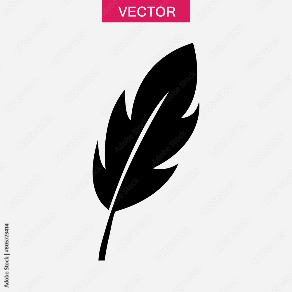 Poster feather, write vector black flat illustration for web and app..eps