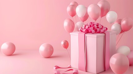 Pink Birthday Surprise gift box or gender reveal concept