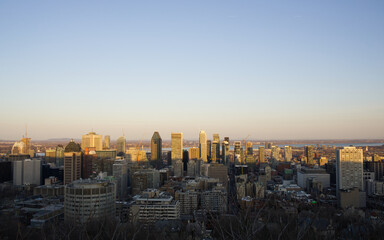 Montreal city skyline at sunset