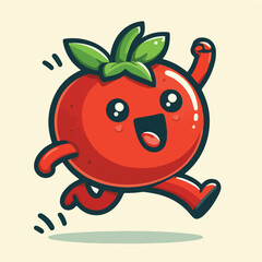 vector style illustration cute  happy tomato mascot