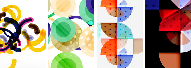 The product features a visually striking collage of three geometric designs in electric blue, creating a modern art pattern on a white background