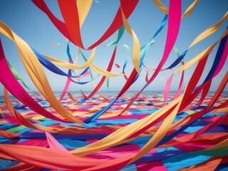 風になびく色鮮やかなリボン, generative ai