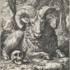 Fototapeta premium Old engraving animal, vintage illustration beauty and intricacies of animal in timeless engraved art, perfect nostalgic and classic design