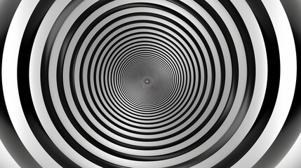 An optical illusion created by a series of concentric circles in black and white, their lines creating a dizzying effect that captivates and mesmerizes the viewer.