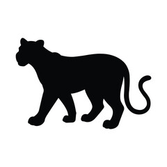 silhouette of a cougar animal on white