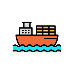 Obraz premium colored line icon of cargo ship, isolated background