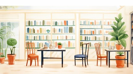 Fototapeta premium vintage bookstore cafe design