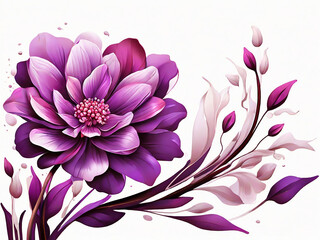 abstract purple flower illustration isolated on white