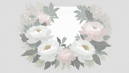 Illustration of a beautiful flower wreath in gentle colors.