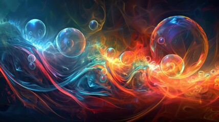 Elevate your digital space with an abstract PC desktop wallpaper featuring ethereal bubbles floating amidst a whirlwind of bold and vivid hues, creating a mesmerizing visual feast for the eyes