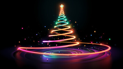 Abstract neon Christmas tree