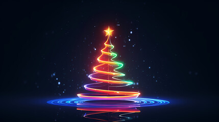 Abstract neon Christmas tree