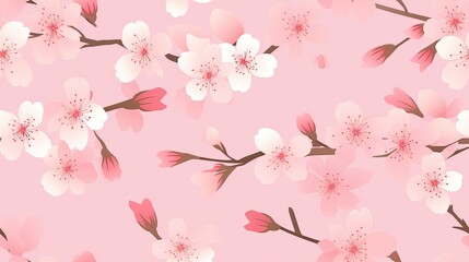 seamless pattern of enchanting cherry blossoms backgrounds illustrations