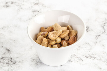 Cashew nuts heap in the bowl