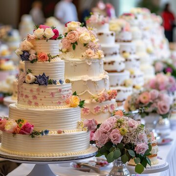 wedding cake decorated with rose flowers,wedding degin cake,luxury cake.