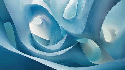 Obraz premium a visual odyssey through the realm of abstract 3D forms, their fluid contours and dynamic compositions set against a backdrop of modern blue and turquoise,