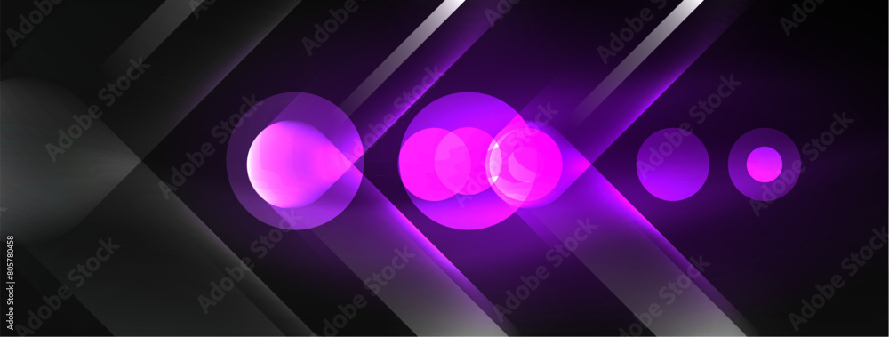 Aufkleber Enhance your vehicle with Automotive lighting in shades of purple like Violet, Magenta, and Electric blue. Create captivating visual effects with patterns and circles on a black background