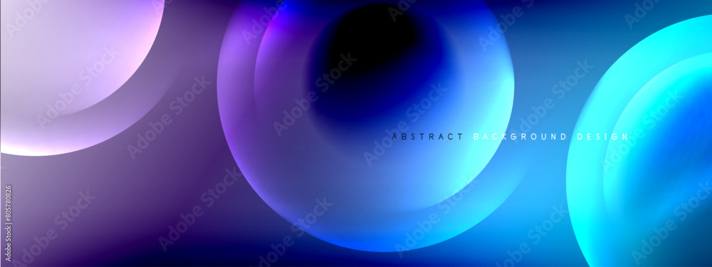 Poster a group of gasfilled astronomical objects in the sky, glowing electric blue circles creating a lens 