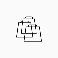 triple shop shopping bag three chart store logo vector icon illustration