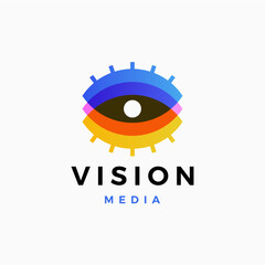 eye vision colorful gradient logo vector icon illustration