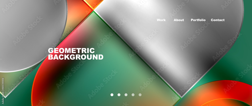 Poster A vibrant geometric pattern featuring circles and triangles in various tints and shades on a green background. Perfect for display devices or branding with a modern twist