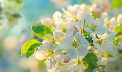 Obraz premium Young apple tree in spring, Generative AI