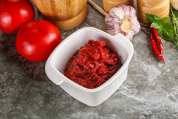 Natural organic red tomato paste