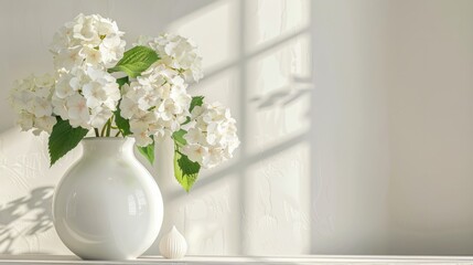 White Vase With Flowers on Table hyper realistic 