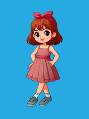 Cartoon design, girls wearing dresses and posing