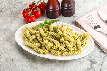 Italian pasta with basil pesto