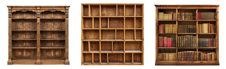 Bookshelf isolated on a transparent background.