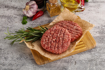 Raw burger cutlet for grill