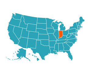 USA vector map with Indiana map prominent.