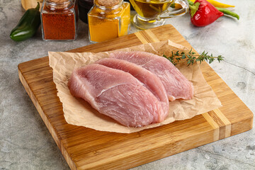 Raw turkey breast fillet steak