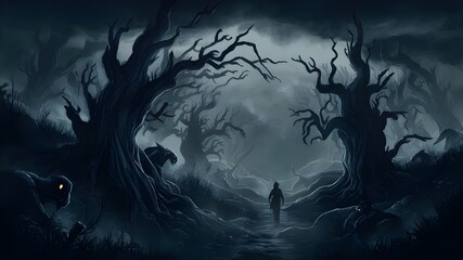 Fototapeta premium spooky halloween background with bats