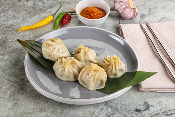 Chinese traditional steamed dumpligs momo