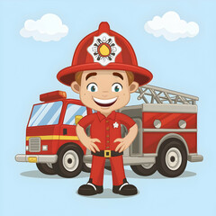 Obraz premium Fire fighter cute character
