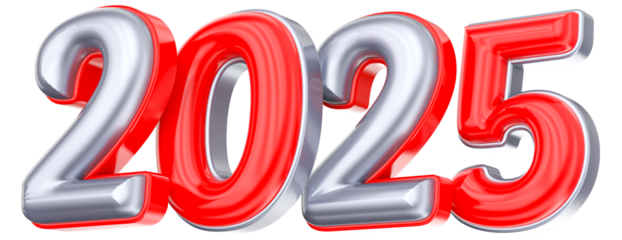 Happy New Year Number 2025 3D