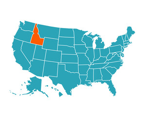 USA vector map with Idaho map prominent.