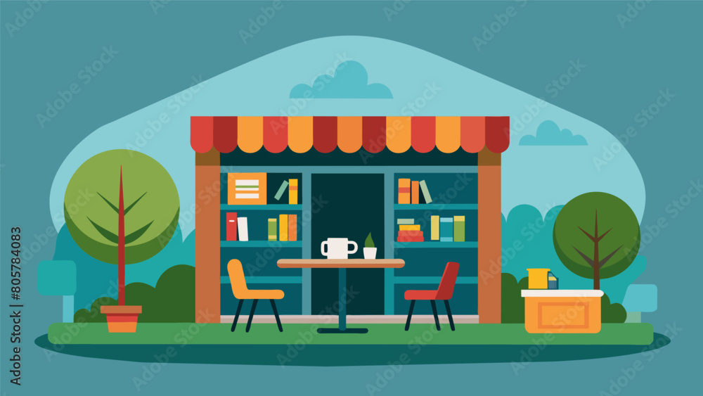 Poster a small cafe tucked in the corner of the library offering simple meals and hot tea for visitors to e
