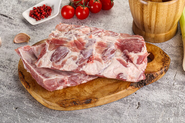 Raw pork ribs for barbecue
