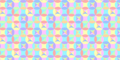circle seamless pattern with geometric floral pastel tone color