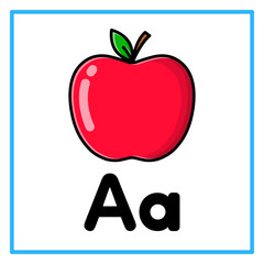 red apple alphabet Aa Illustration