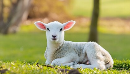 Obraz premium Lambing Season's Lullaby: Bucolic Beauty in Springtime